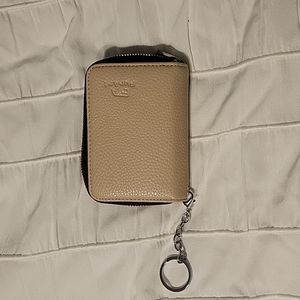 Tan leather card wallet keychain